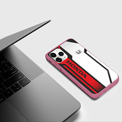 Чехол iPhone 11 Pro матовый Honda Driver team, цвет: 3D-малиновый — фото 2
