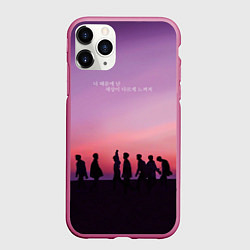 Чехол iPhone 11 Pro матовый BTS, цвет: 3D-малиновый