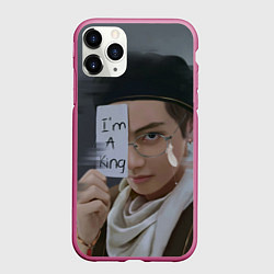 Чехол iPhone 11 Pro матовый BTS, цвет: 3D-малиновый