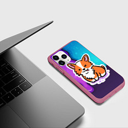 Чехол iPhone 11 Pro матовый Милый корги, цвет: 3D-малиновый — фото 2