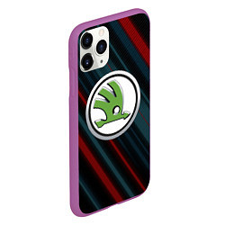 Чехол iPhone 11 Pro матовый Шкода большое лого, цвет: 3D-фиолетовый — фото 2