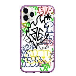 Чехол iPhone 11 Pro матовый BILLIE EILISH GRAFFITI, цвет: 3D-фиолетовый