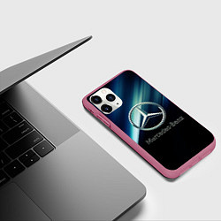 Чехол iPhone 11 Pro матовый Mercedes, цвет: 3D-малиновый — фото 2