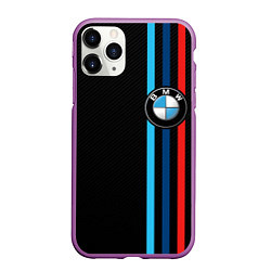 Чехол iPhone 11 Pro матовый BMW M SPORT CARBON, цвет: 3D-фиолетовый