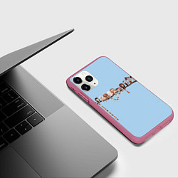 Чехол iPhone 11 Pro матовый Совы на ветке, цвет: 3D-малиновый — фото 2