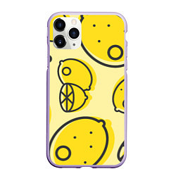 Чехол iPhone 11 Pro матовый Лимончики, цвет: 3D-светло-сиреневый