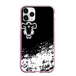 Чехол iPhone 11 Pro матовый Черный Клевер Черный Бык 6, цвет: 3D-розовый