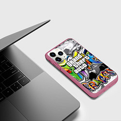 Чехол iPhone 11 Pro матовый GTA, цвет: 3D-малиновый — фото 2