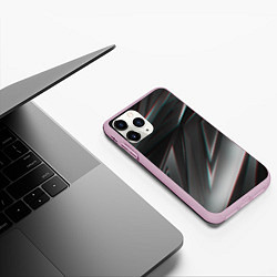Чехол iPhone 11 Pro матовый GEOMETRY STRIPES GLITCH, цвет: 3D-розовый — фото 2