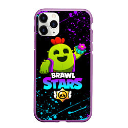 Чехол iPhone 11 Pro матовый BRAWL STARS SPIKE, цвет: 3D-фиолетовый