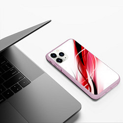 Чехол iPhone 11 Pro матовый GEOMETRY STRIPES RED, цвет: 3D-розовый — фото 2