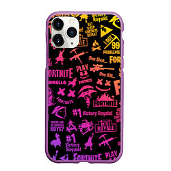 Чехол iPhone 11 Pro матовый FORTNITE PARTY EVENT, цвет: 3D-фиолетовый