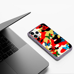 Чехол iPhone 11 Pro матовый Камуфляжные бабочки, цвет: 3D-серый — фото 2