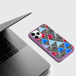 Чехол iPhone 11 Pro матовый ТРЕУГОЛЬНИКИ, цвет: 3D-фиолетовый — фото 2