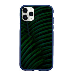 Чехол iPhone 11 Pro матовый Пальмовые листья, цвет: 3D-тёмно-синий