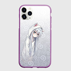 Чехол iPhone 11 Pro матовый Cat-girl, цвет: 3D-фиолетовый