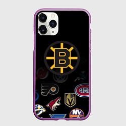 Чехол iPhone 11 Pro матовый NHL Boston Bruins Z, цвет: 3D-фиолетовый