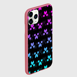 Чехол iPhone 11 Pro матовый MINECRAFT CREEPER NEON, цвет: 3D-малиновый — фото 2