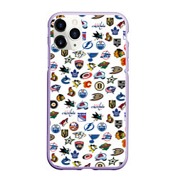 Чехол iPhone 11 Pro матовый NHL PATTERN Z, цвет: 3D-светло-сиреневый