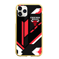 Чехол iPhone 11 Pro матовый CHICAGO BULLS, цвет: 3D-желтый