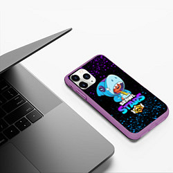 Чехол iPhone 11 Pro матовый BRAWL STARS LEON SHARK, цвет: 3D-фиолетовый — фото 2