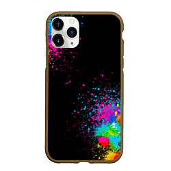 Чехол iPhone 11 Pro матовый Брызги красок, цвет: 3D-коричневый