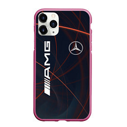 Чехол iPhone 11 Pro матовый MERCEDES-BENZ AMG, цвет: 3D-малиновый