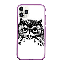 Чехол iPhone 11 Pro матовый Сова, цвет: 3D-фиолетовый