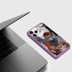 Чехол iPhone 11 Pro матовый КОТЯТКИ, цвет: 3D-фиолетовый — фото 2