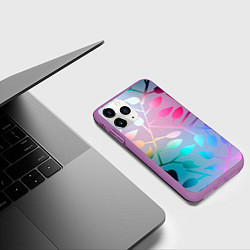 Чехол iPhone 11 Pro матовый Листья, цвет: 3D-фиолетовый — фото 2