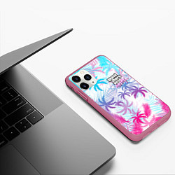 Чехол iPhone 11 Pro матовый GTA VICE CITY, цвет: 3D-малиновый — фото 2