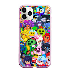 Чехол iPhone 11 Pro матовый BRAWL STARS ВСЕ БРАВЛЕРЫ, цвет: 3D-розовый