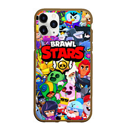 Чехол iPhone 11 Pro матовый BRAWL STARS ВСЕ БРАВЛЕРЫ, цвет: 3D-коричневый