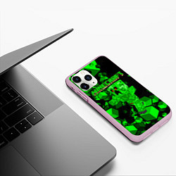 Чехол iPhone 11 Pro матовый Minecraft, цвет: 3D-розовый — фото 2