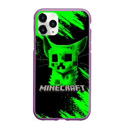 Чехол iPhone 11 Pro матовый MINECRAFT CREEPER CAT