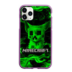 Чехол iPhone 11 Pro матовый MINECRAFT CREEPER CAT