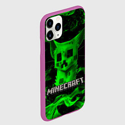 Чехол iPhone 11 Pro матовый MINECRAFT CREEPER CAT, цвет: 3D-фиолетовый — фото 2