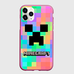 Чехол iPhone 11 Pro матовый Minecraft, цвет: 3D-малиновый