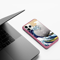 Чехол iPhone 11 Pro матовый The great wave off kanagawa, цвет: 3D-малиновый — фото 2