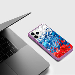 Чехол iPhone 11 Pro матовый Россия, цвет: 3D-фиолетовый — фото 2