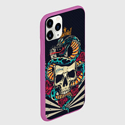 Чехол iPhone 11 Pro матовый Змея с короной на черепе, цвет: 3D-фиолетовый — фото 2