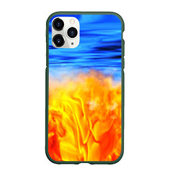 Чехол iPhone 11 Pro матовый ЛЕД И ПЛАМЯ, цвет: 3D-темно-зеленый
