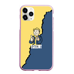 Чехол iPhone 11 Pro матовый Fallout logo boy, цвет: 3D-розовый
