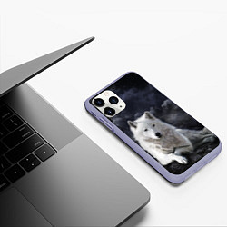 Чехол iPhone 11 Pro матовый БЕЛЫЙ ВОЛК D, цвет: 3D-светло-сиреневый — фото 2