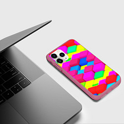 Чехол iPhone 11 Pro матовый ЦВЕТНЫЕ КУБИКИ, цвет: 3D-малиновый — фото 2