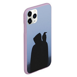 Чехол iPhone 11 Pro матовый Силуэт ворон капюшон ночь, цвет: 3D-сиреневый — фото 2
