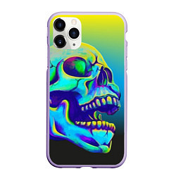 Чехол iPhone 11 Pro матовый Neon skull, цвет: 3D-светло-сиреневый