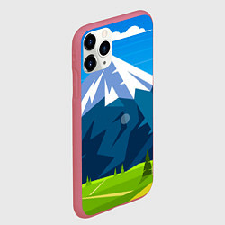 Чехол iPhone 11 Pro матовый Горы пейзаж природа вектор, цвет: 3D-малиновый — фото 2