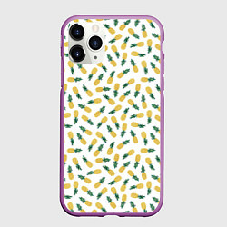 Чехол iPhone 11 Pro матовый Ананасы