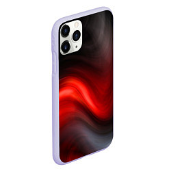 Чехол iPhone 11 Pro матовый BLACK RED WAVES АБСТРАКЦИЯ, цвет: 3D-светло-сиреневый — фото 2